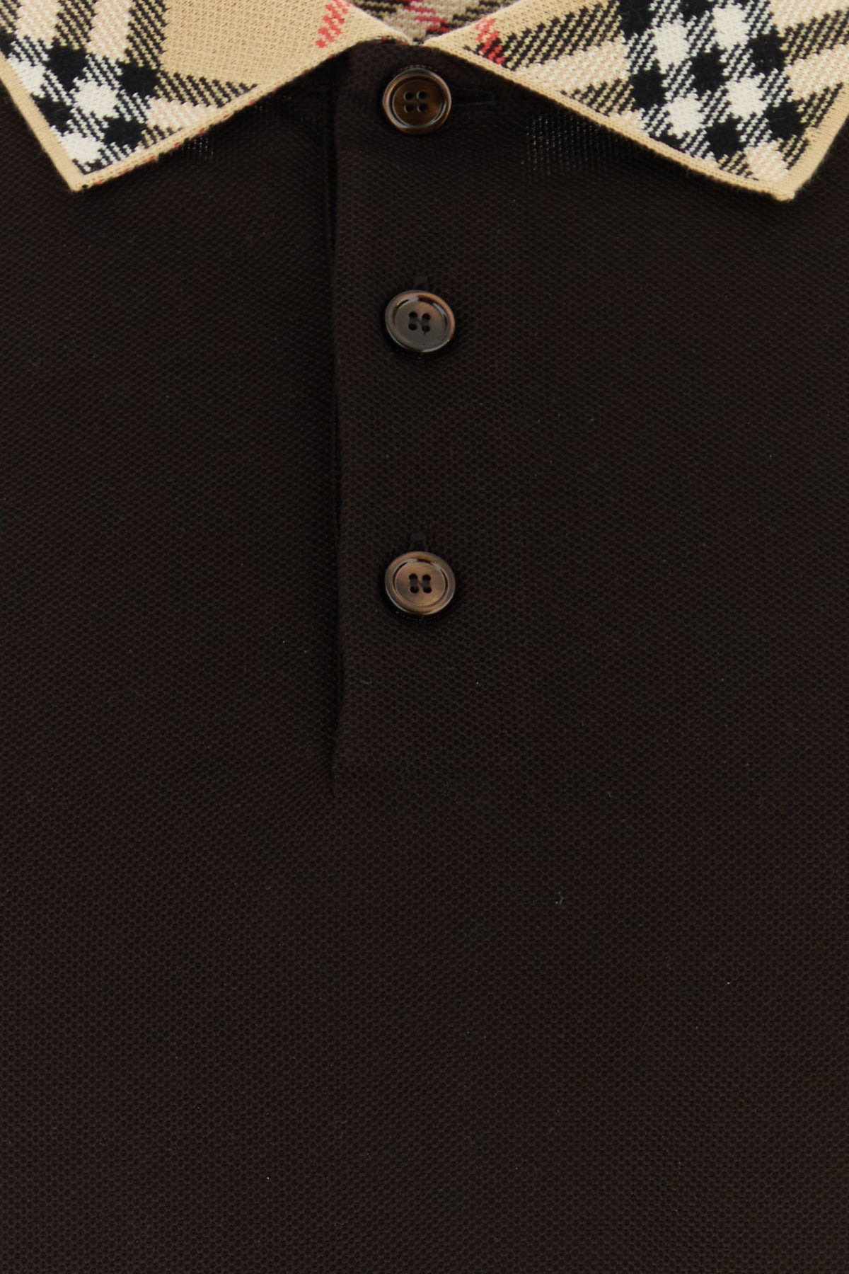 Dark brown piquet polo shirt - 3