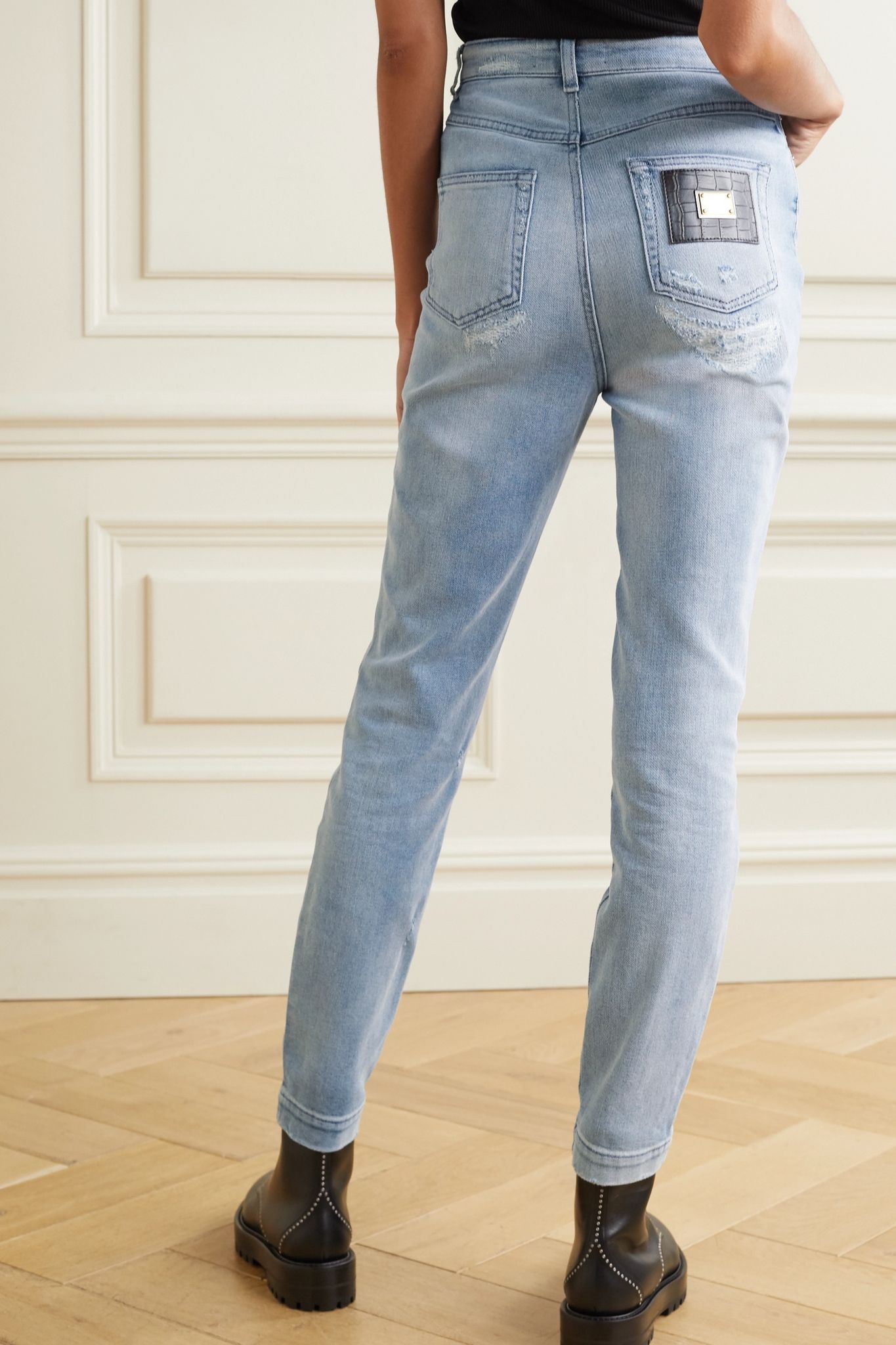 Distressed high-rise skinny jeans - 4