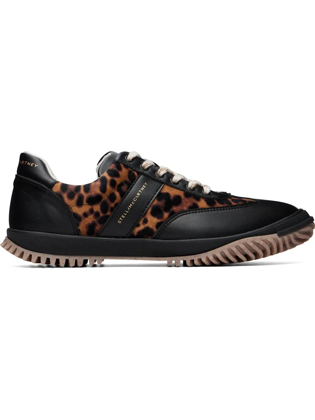 Black & Beige Leopard Velvet Sneakers - 1