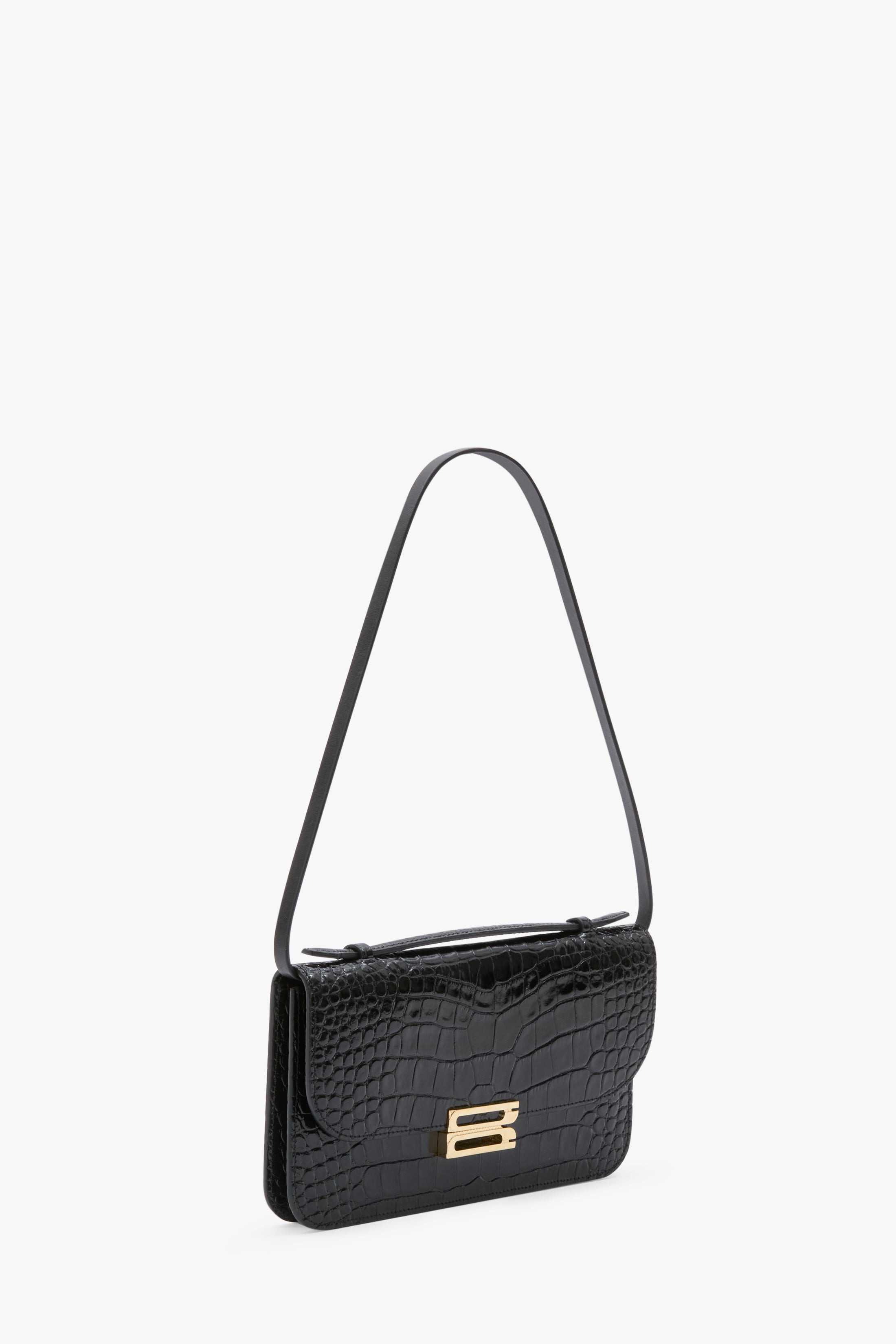 Dorian Pochette In Black Croc Embossed Leather - 2