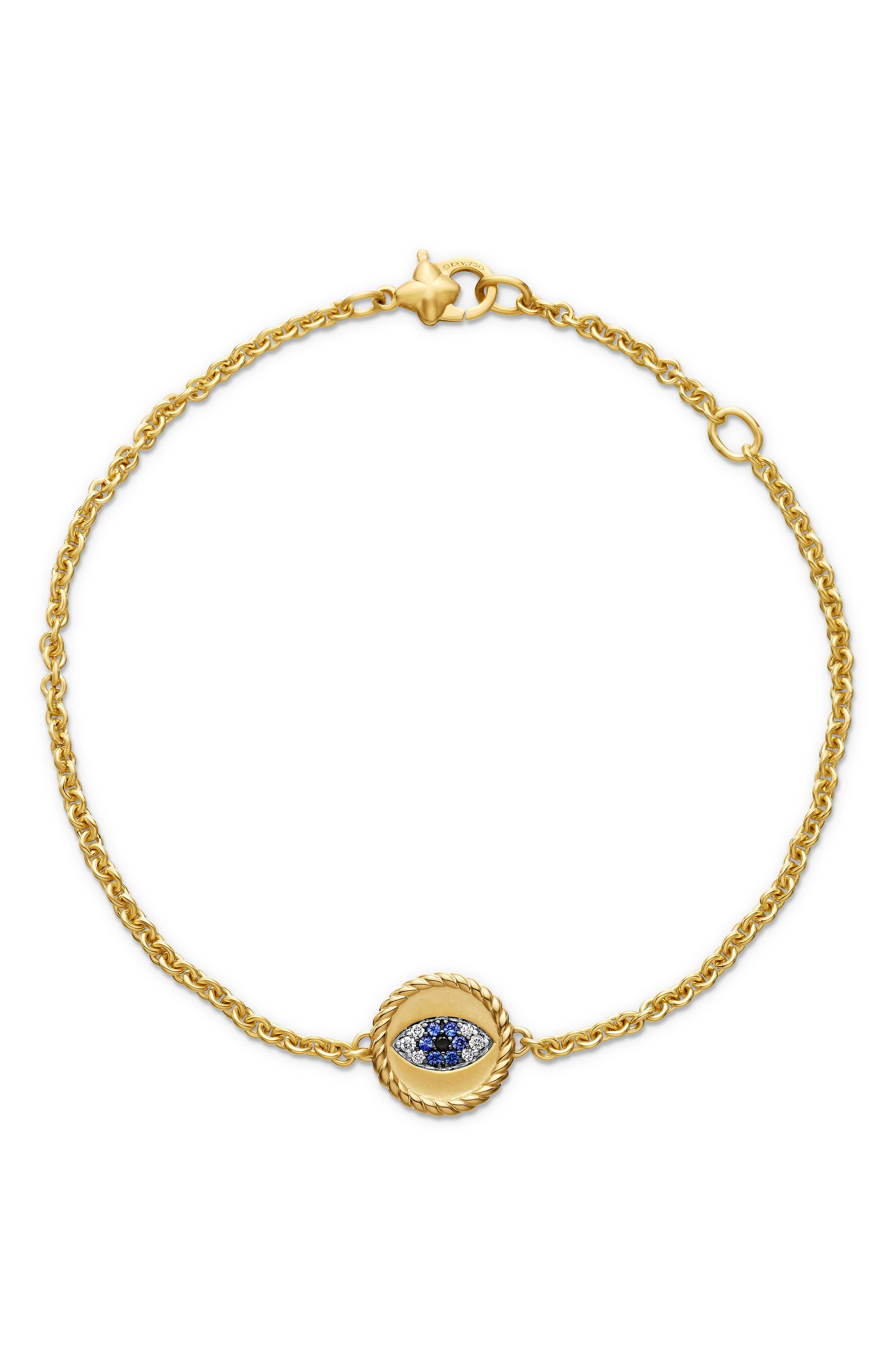 David Yurman Cable Collectibles Diamond & Sapphire Evil Eye Bracelet in Blue Sapphire/Diamond at Nor - 3