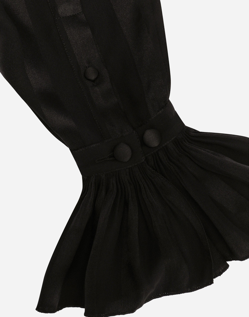 Silk jacquard shirt with pleated cuffs and collar 10