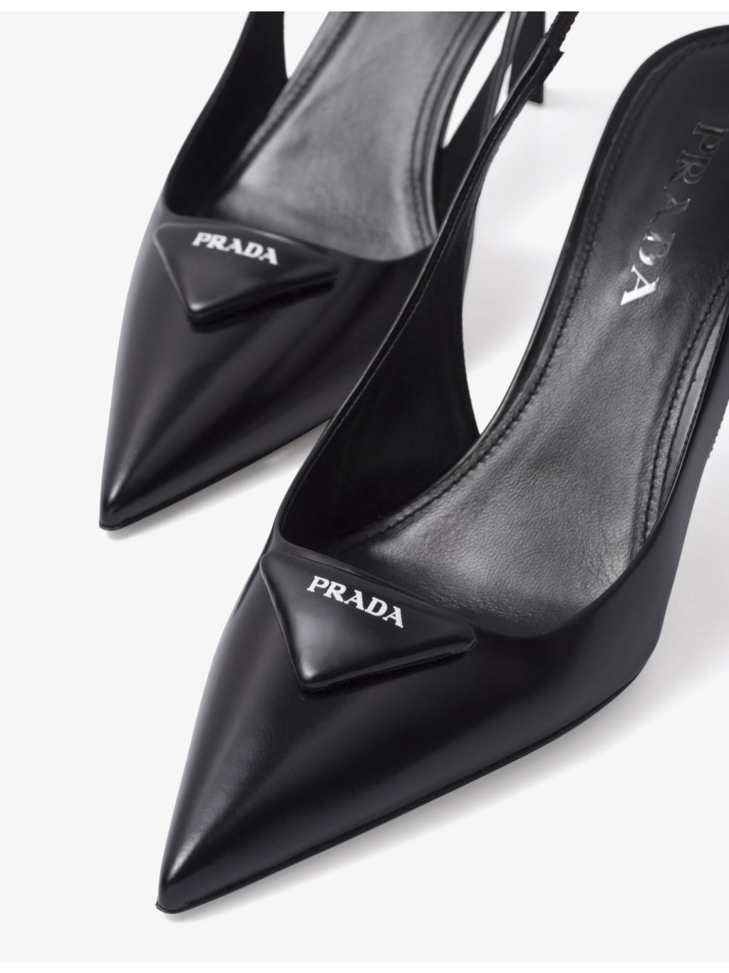 Logo-plaque slingback heeled leather pumps - 6