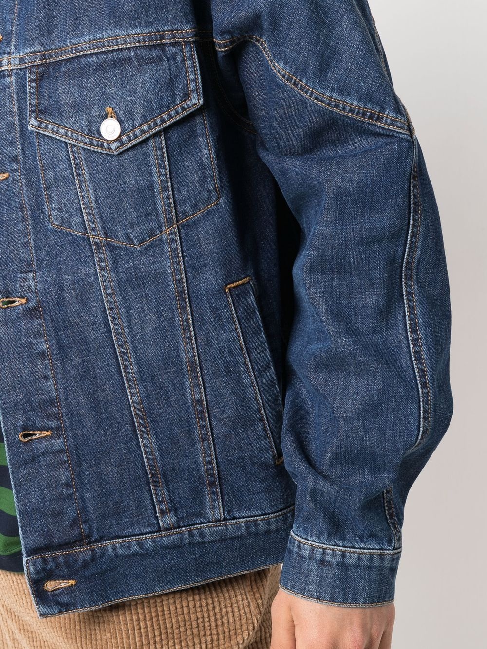 contrast-stitch denim jacket - 5