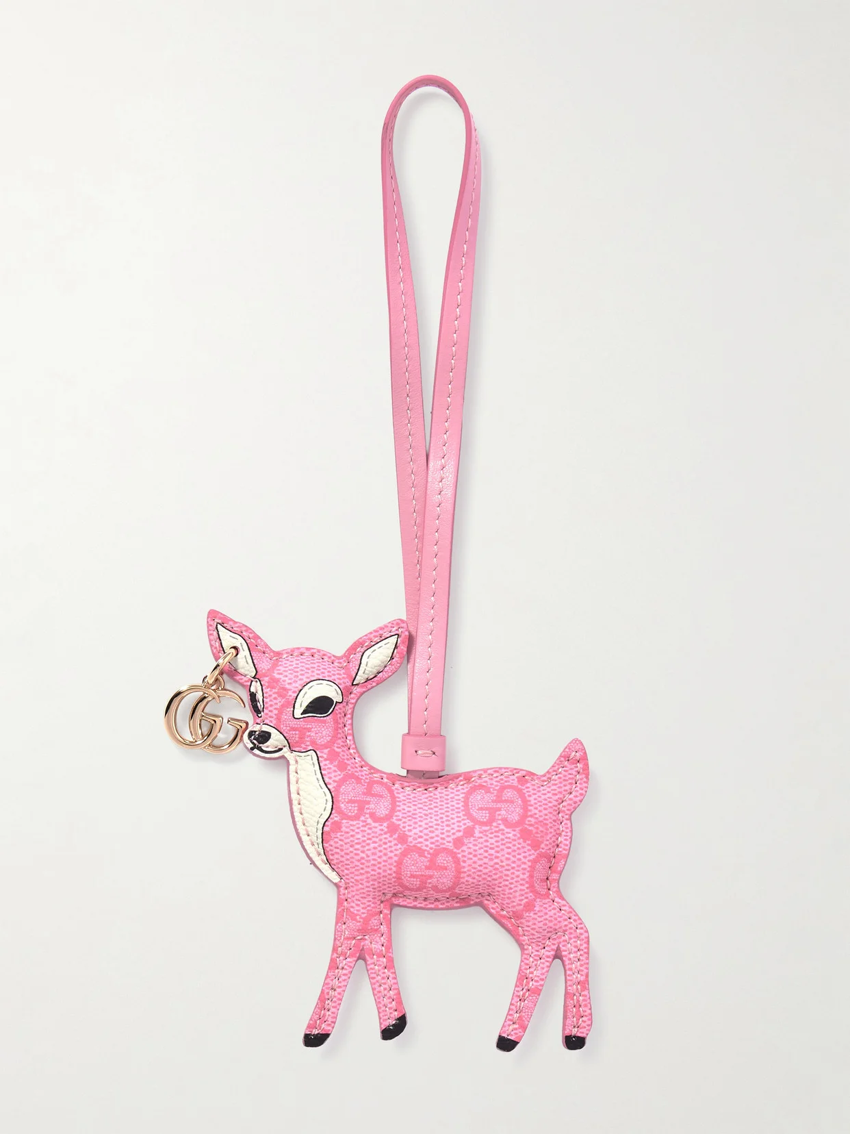 Embellished Leather-trimmed Coated-canvas Bag Charm - 1