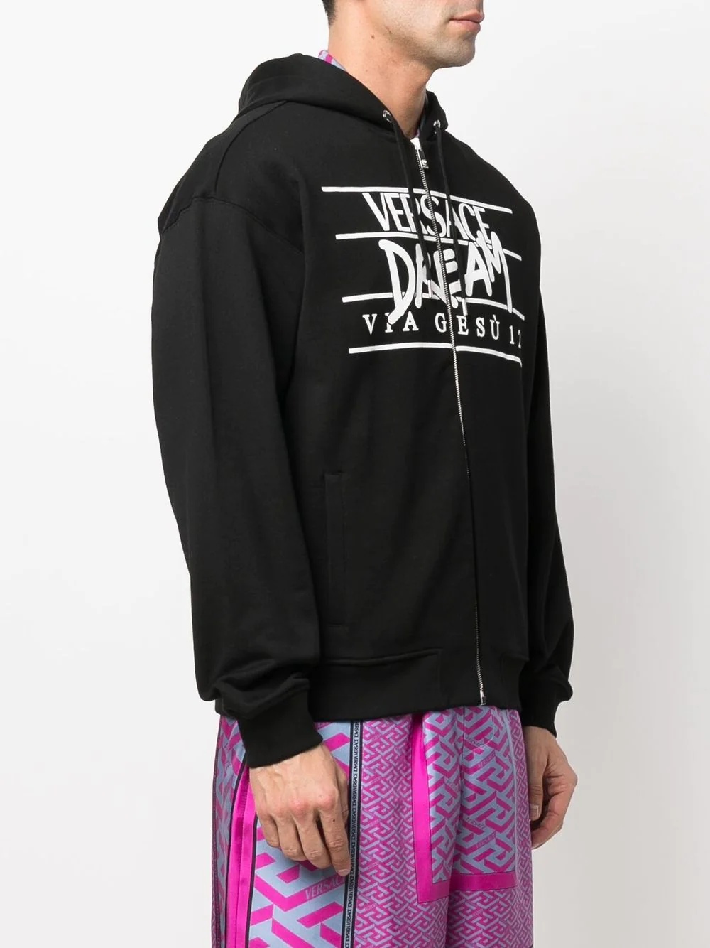 slogan logo-print zip-front hoodie - 3