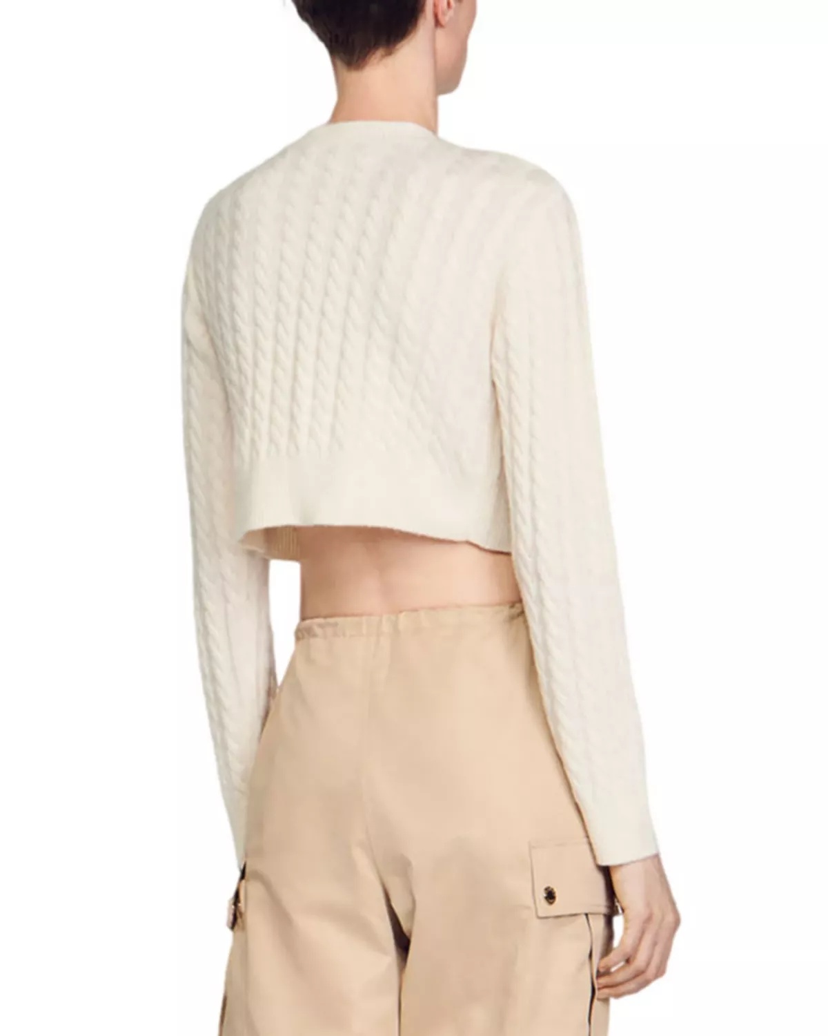 Elina Cable Knit Cropped Cardigan - 2