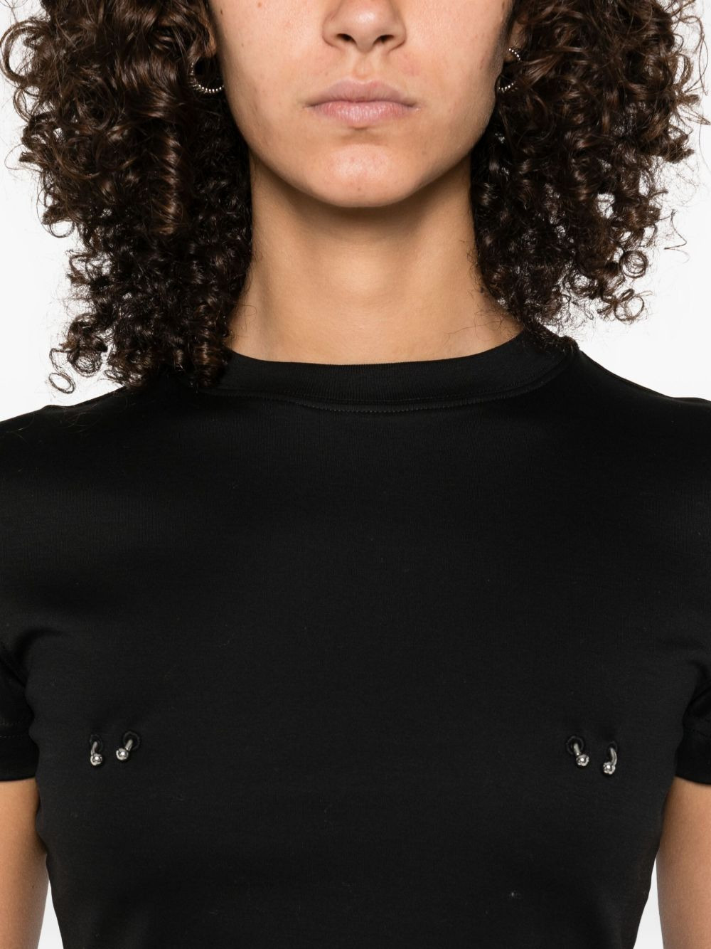 piercing-detail cotton T-shirt - 5