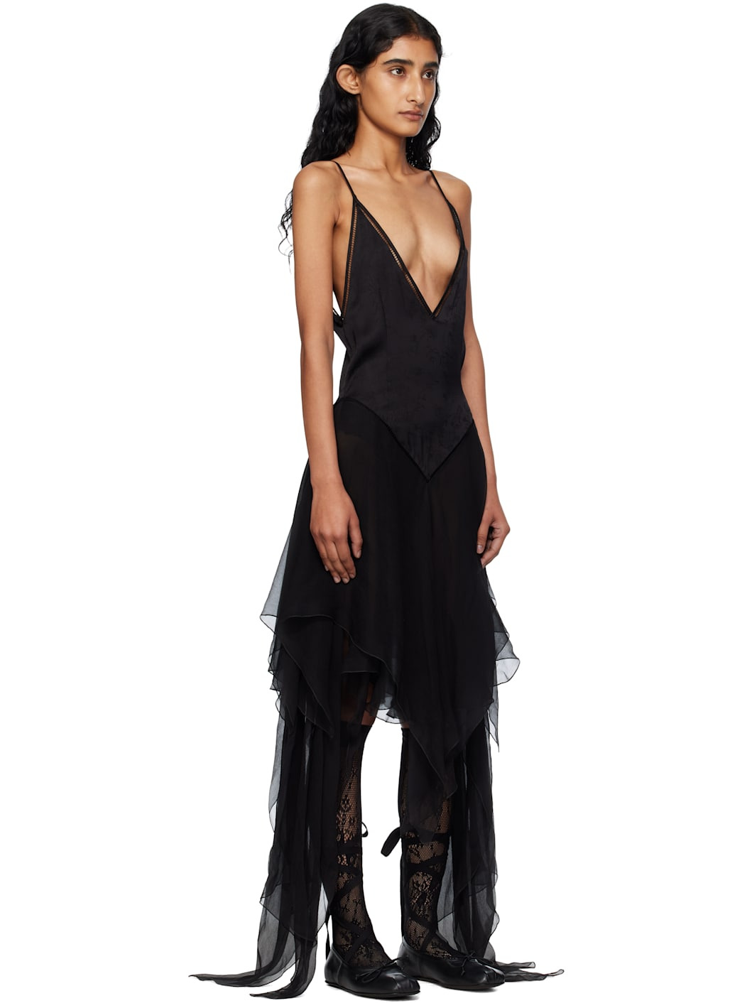 Black Multilayer Slip Midi Dress - 2