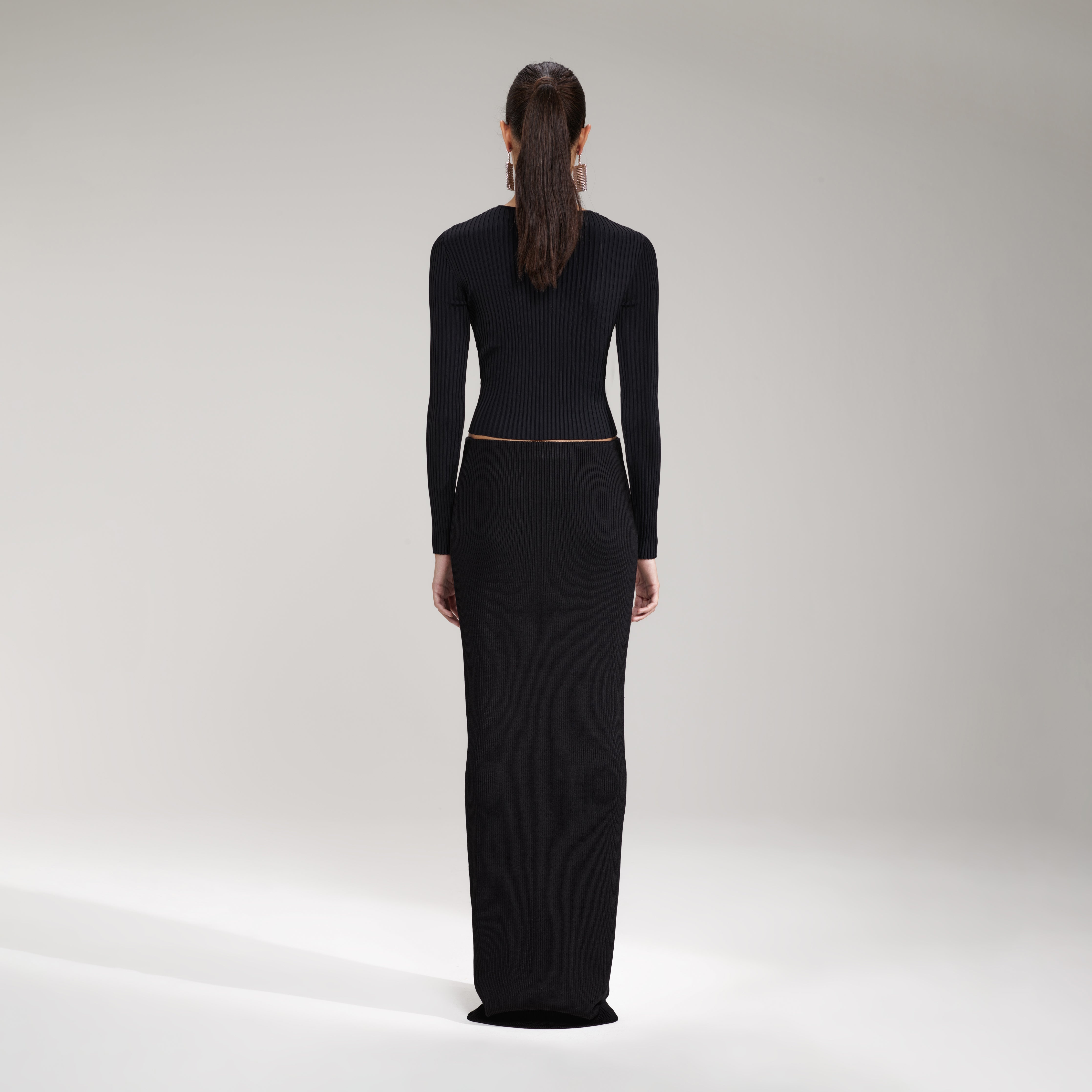 Black Ribbed Knit Cut Out Top - 3