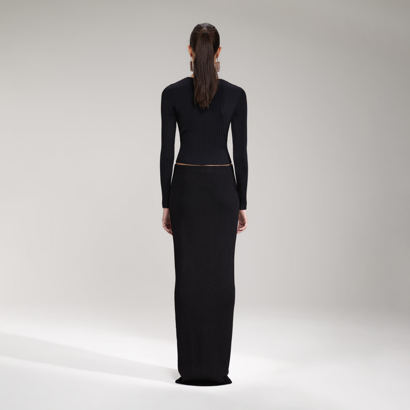 self-portrait Black Ribbed Knit Cut Out Top outlook