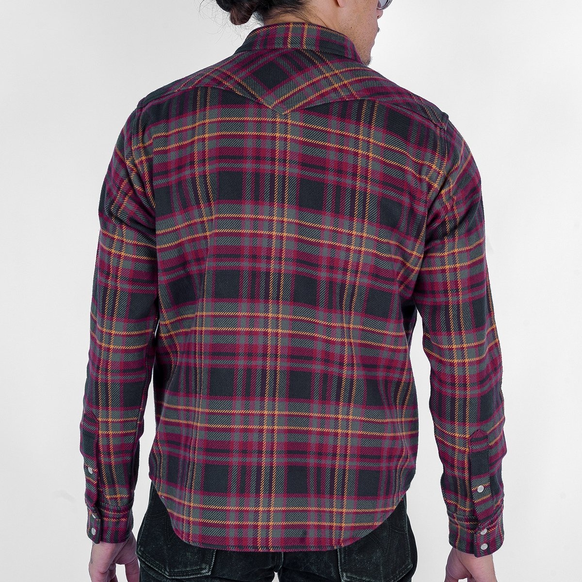 IHSH-403-GRY 11oz Ultra Heavy Flannel Line Check Western Shirt - Grey - 4