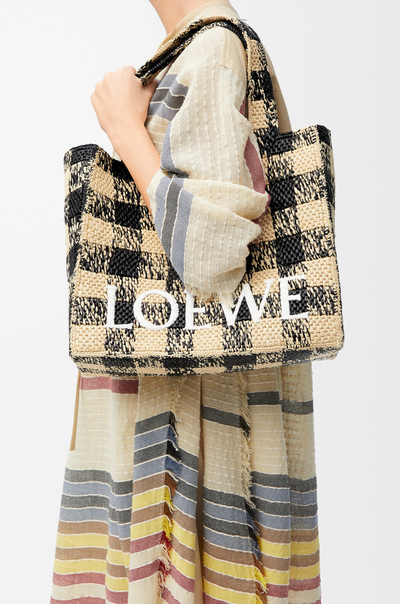 Large LOEWE Font tote in raffia 3