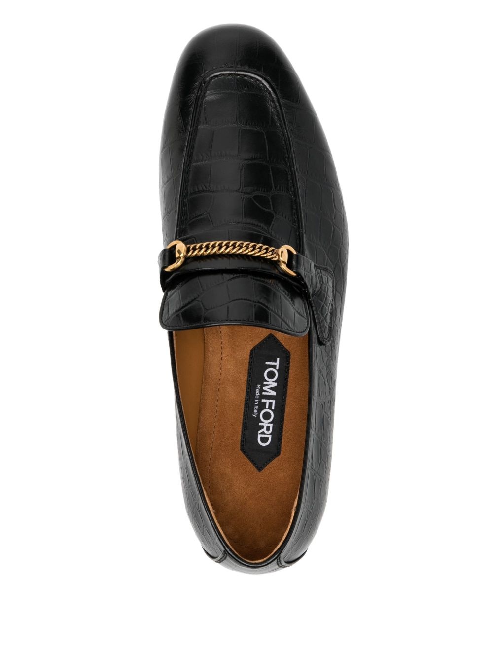crocodile-embossed leather loafers - 4
