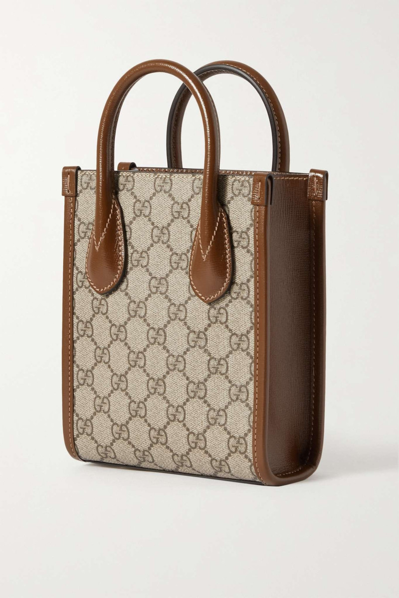 GG mini leather-trimmed printed coated-canvas tote 3
