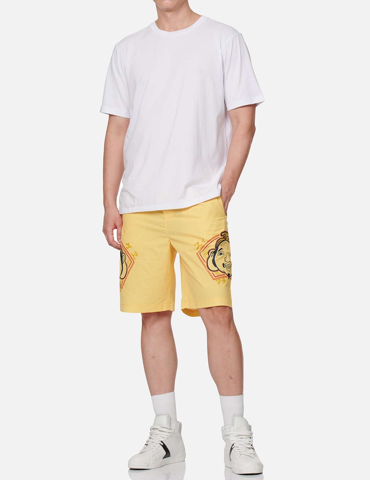 GODHEAD MOTIF PRINT BOARD SHORTS - 3