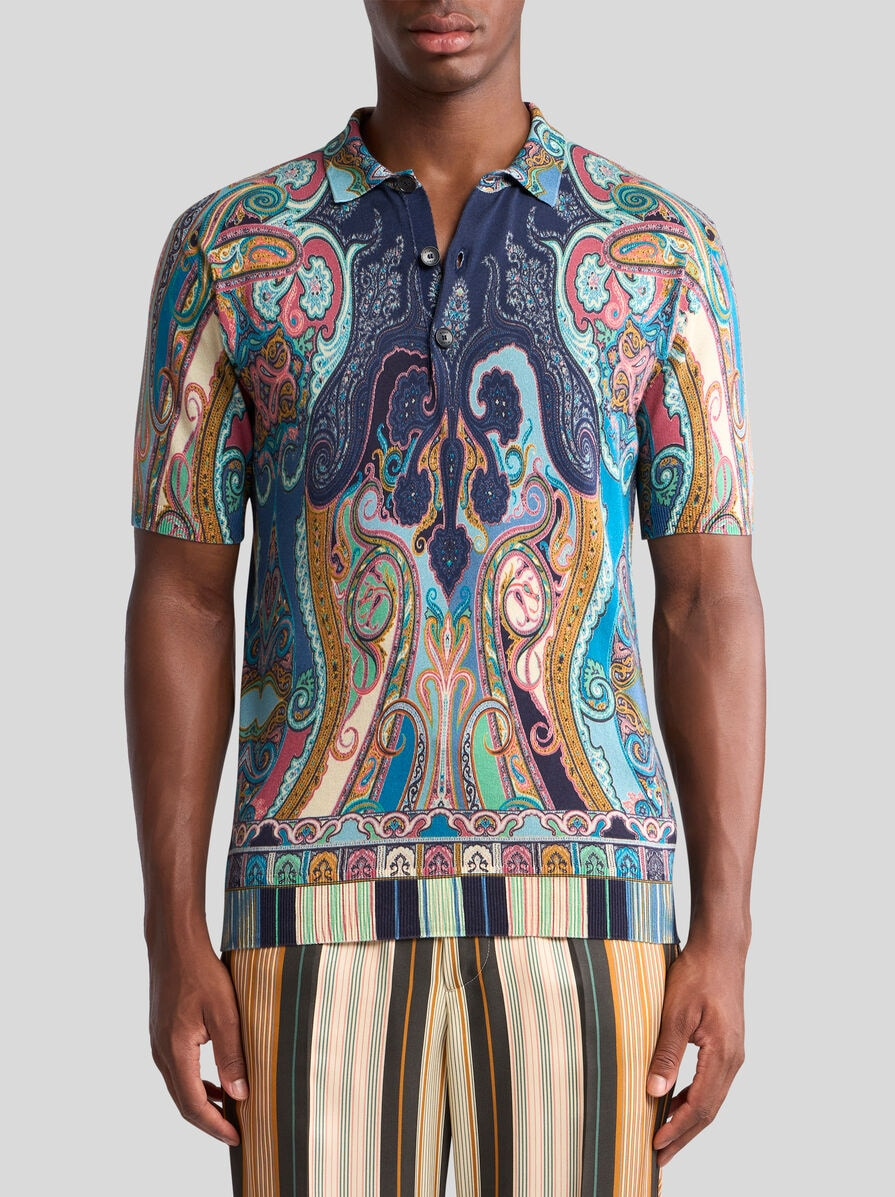 MULTICOLOURED COTTON PAISLEY POLO SHIRT - 2