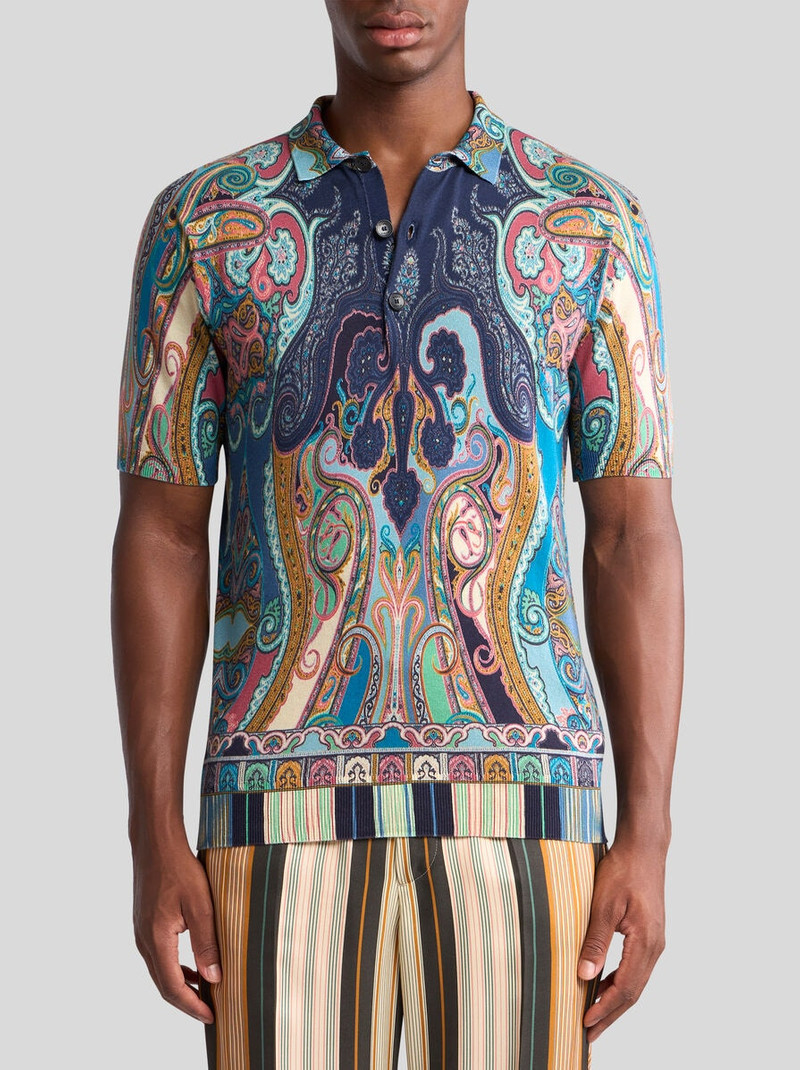 MULTICOLOURED COTTON PAISLEY POLO SHIRT 2