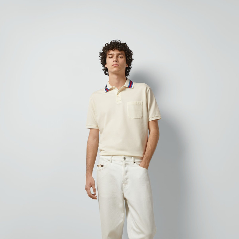 Cotton piquet polo with Square GG 5