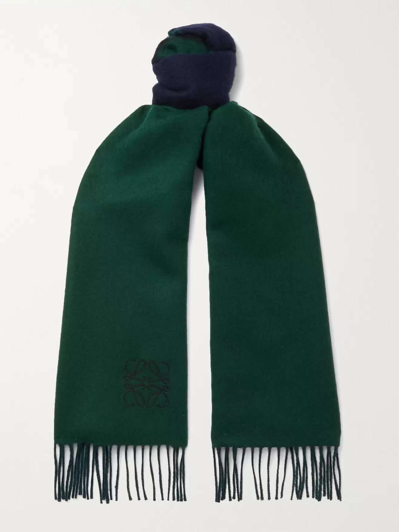 Window Logo-Embroiderd Colour-Block Wool and Cashmere-Blend Scarf - 1