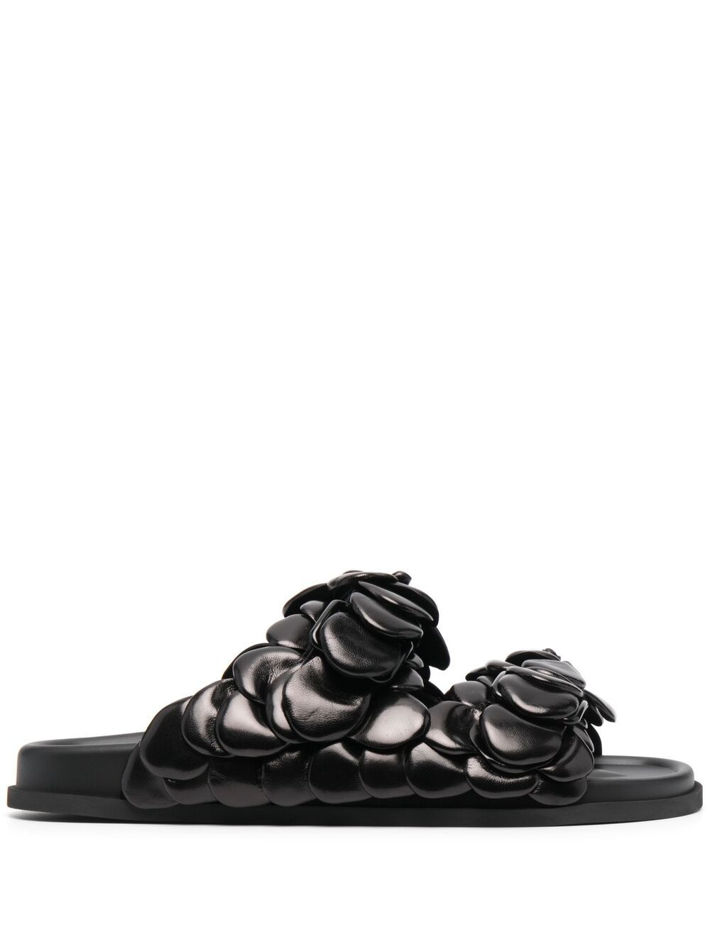 floral-embellished leather slides - 1