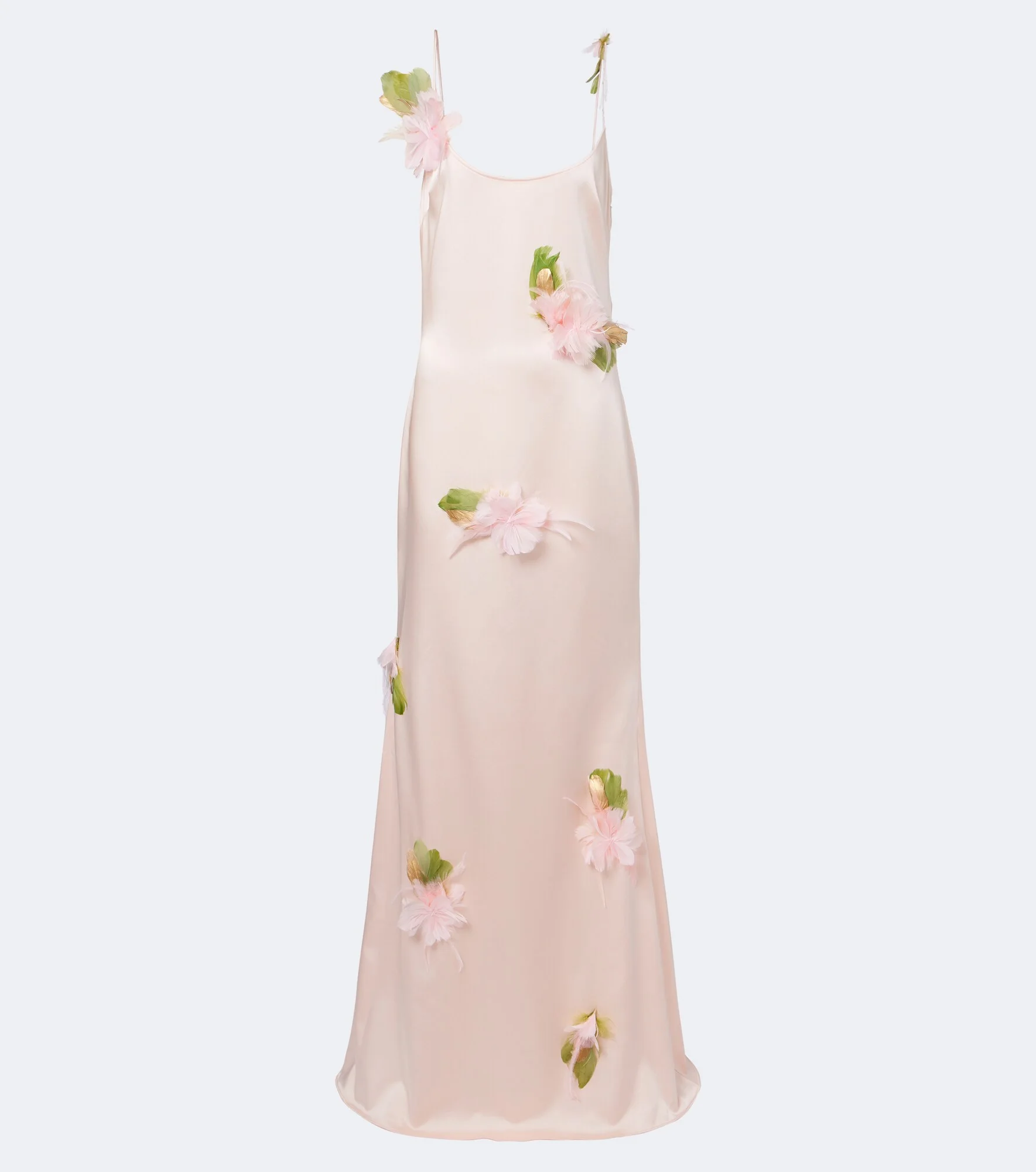 Nara feather-trimmed satin gown - 1