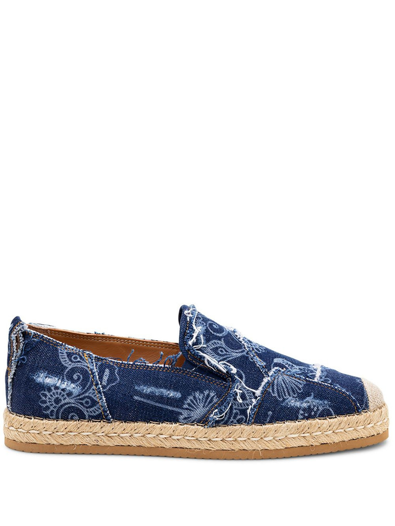 denim floral print espadrilles 1