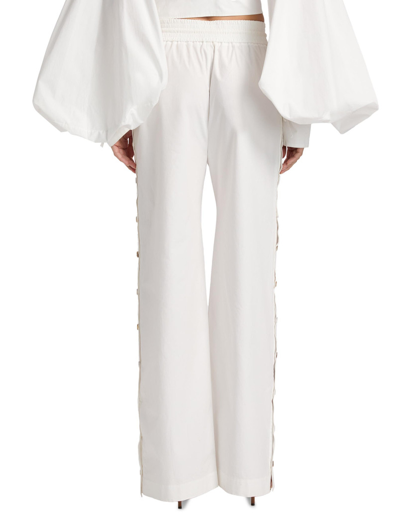 Women's Story Side-Button Cotton Track Pants - Ivory 5