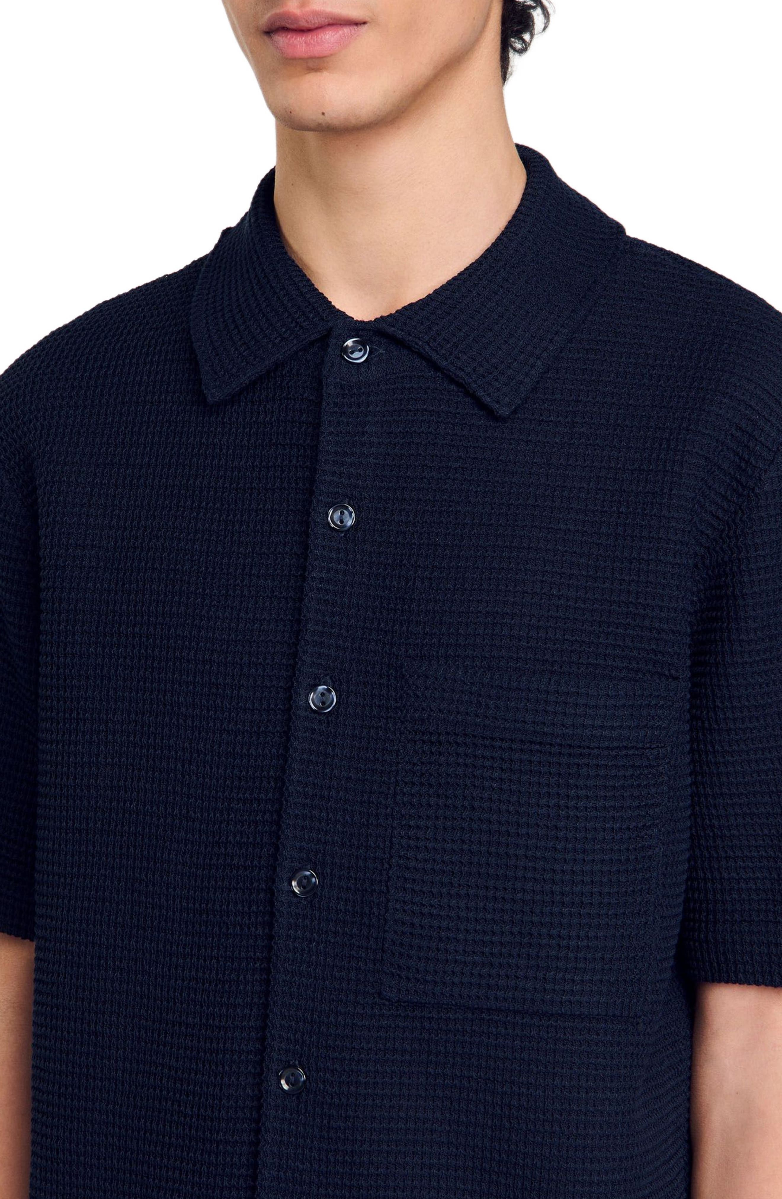 SANDRO Waffled shirt in Midnight Blue at Nordstrom - 3
