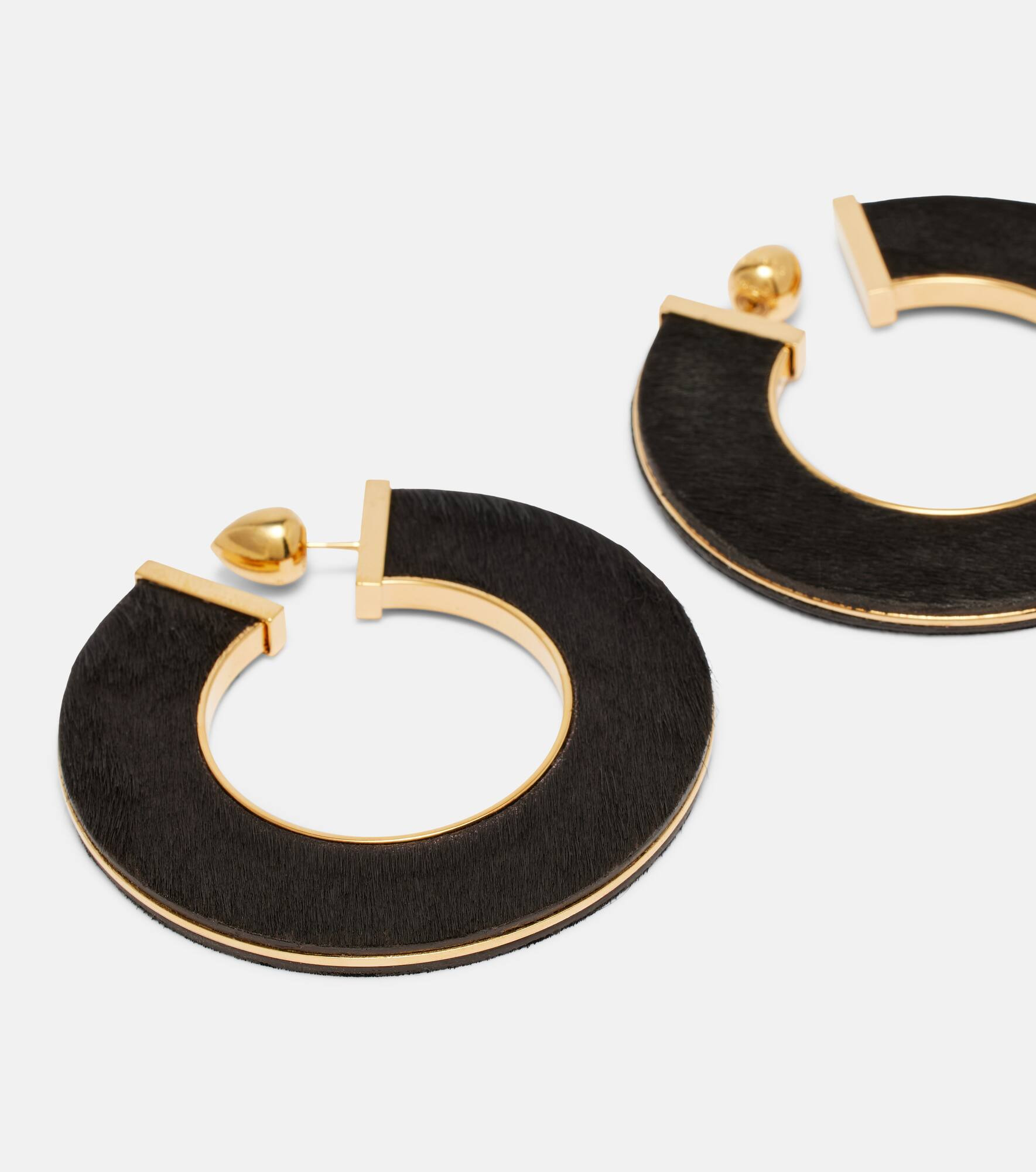 Blade Medium leather hoop earrings - 4