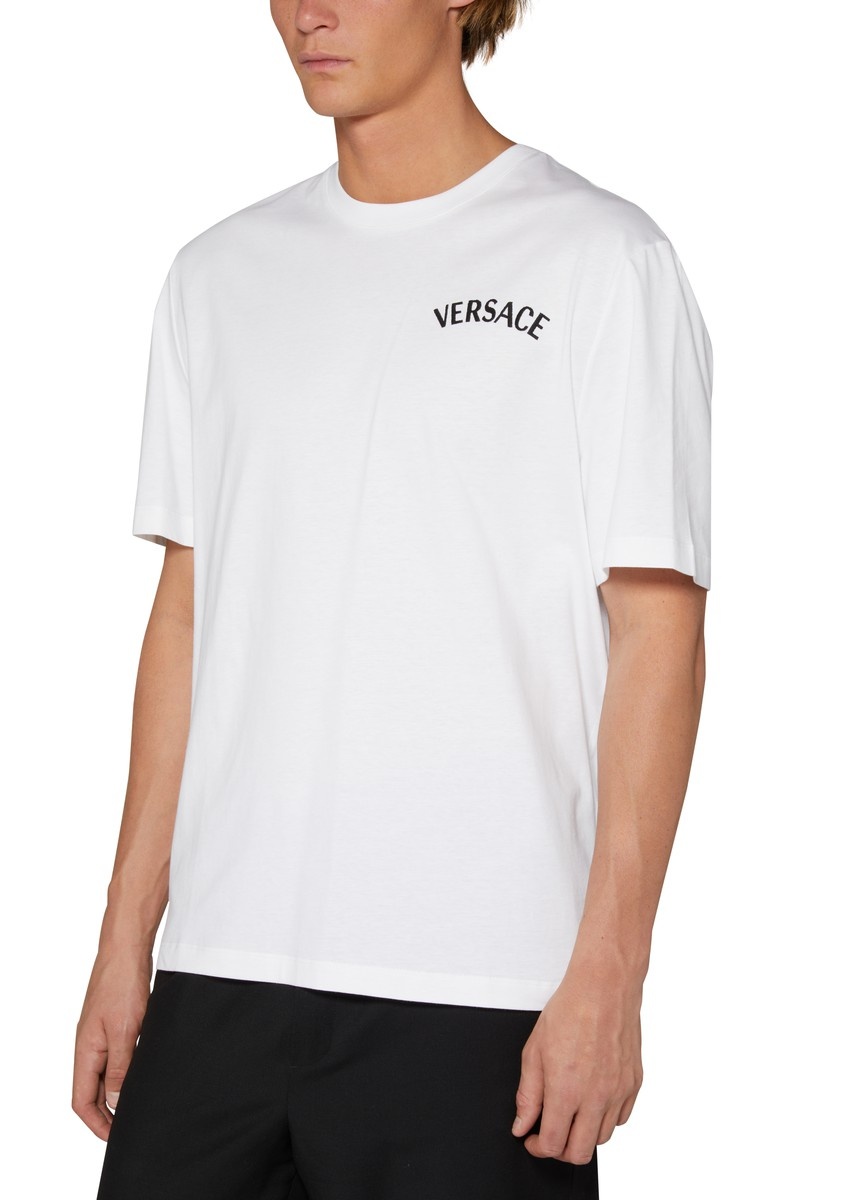 Versace embroidery jersey T-shirt with stamp print - 4