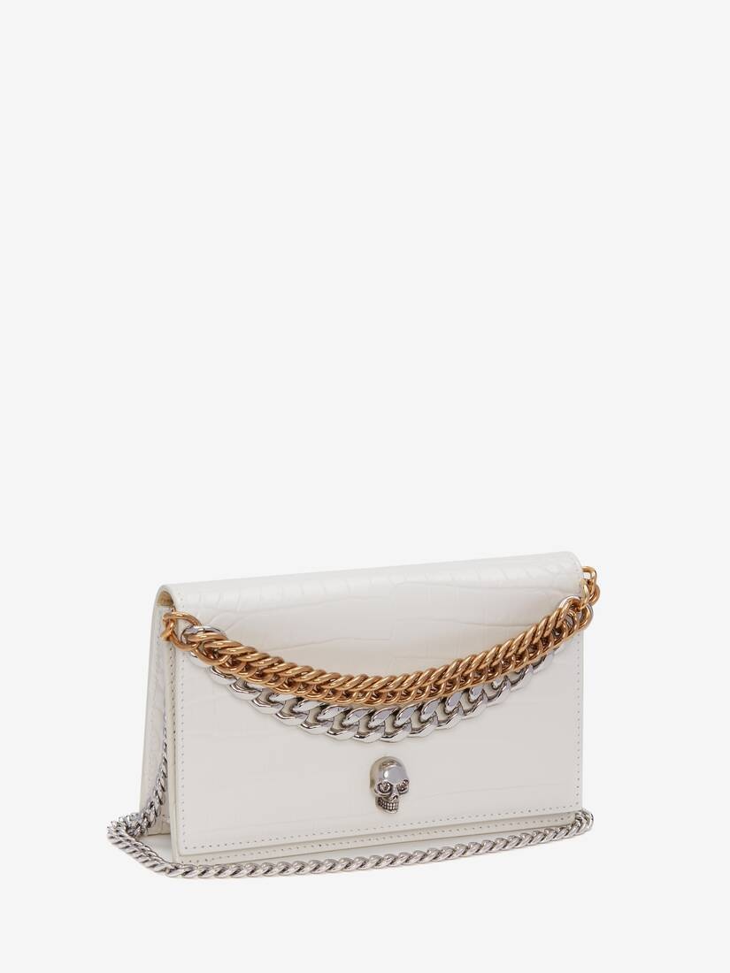 Women's Small Skull Bag With Chain in Ivory - 2