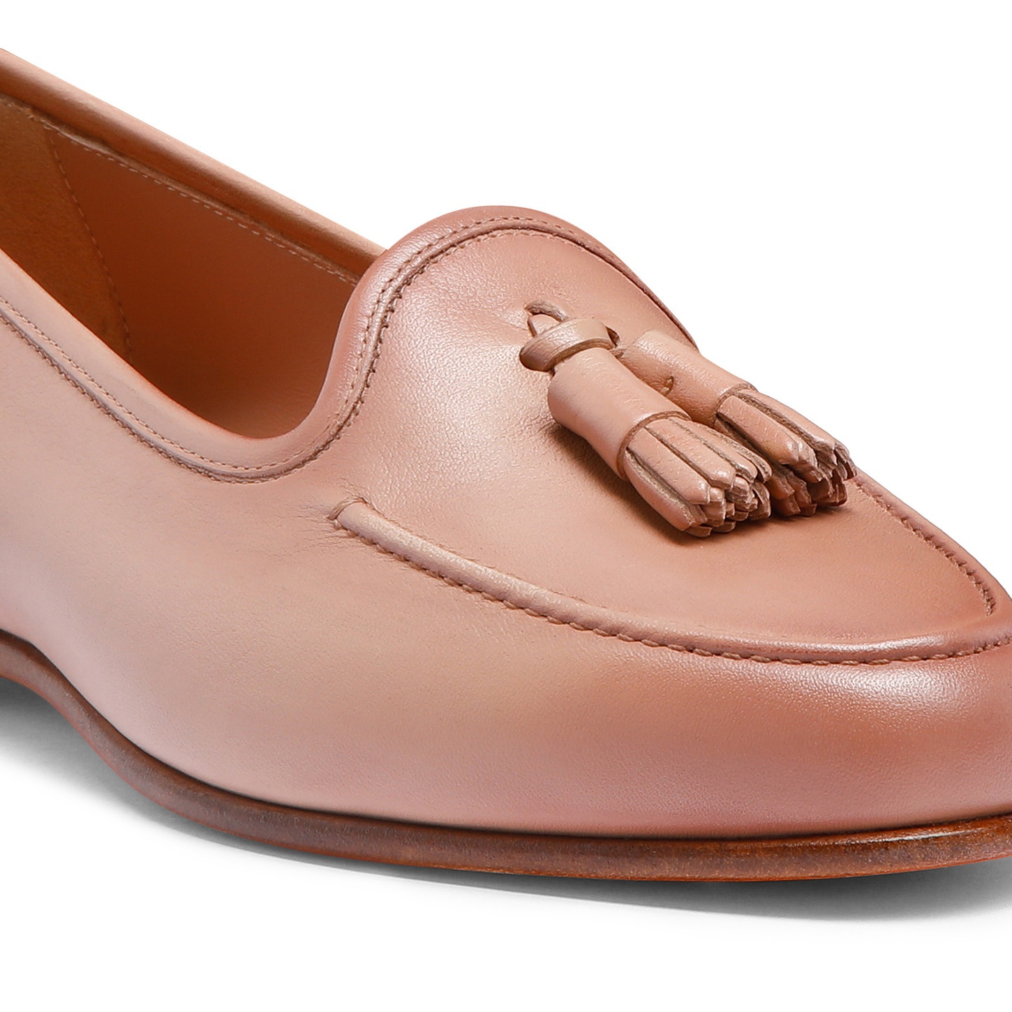 Women's pink leather Andrea tassel loafer - 5