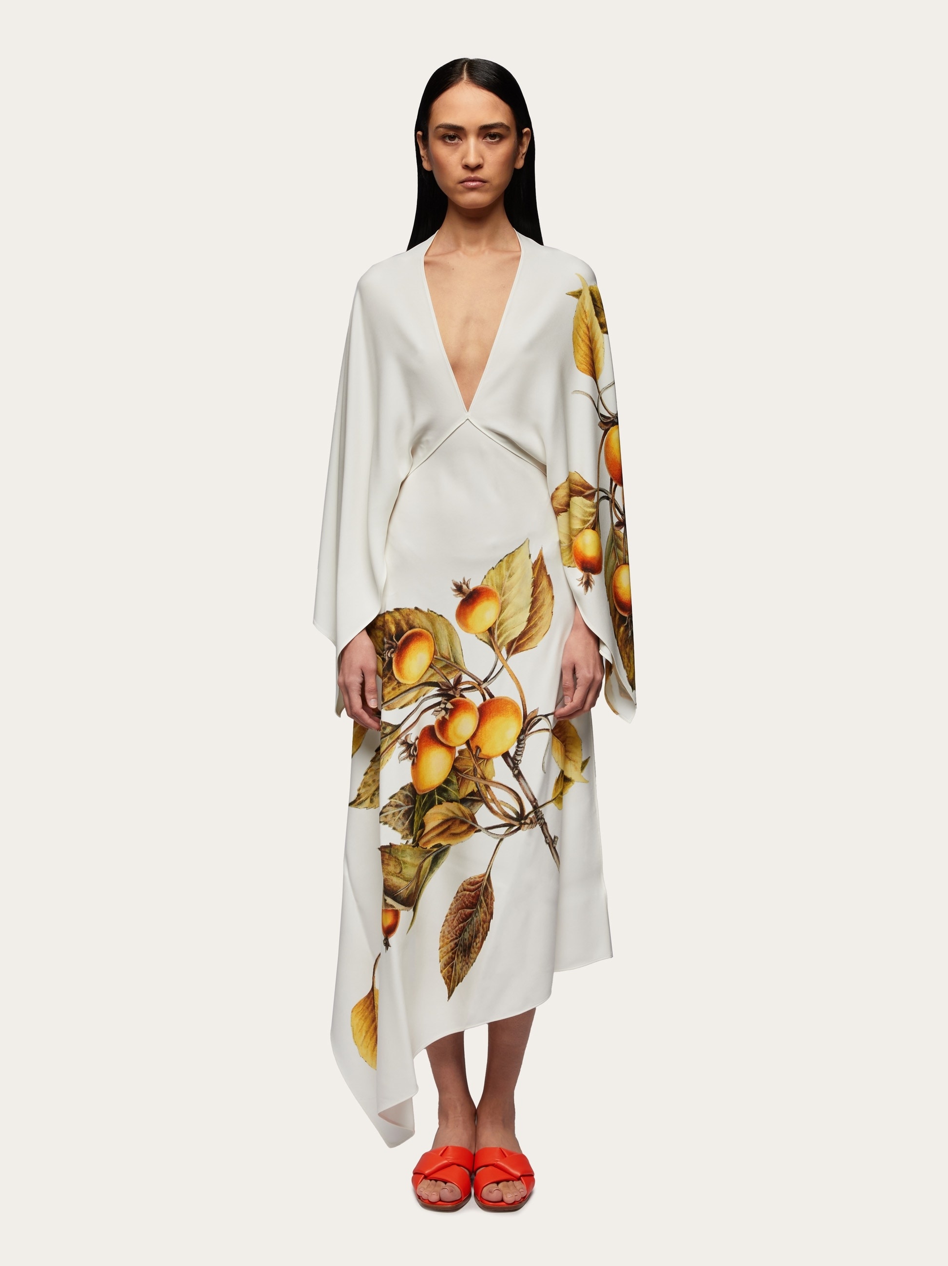 Asymmetric dress with botanical print - 2