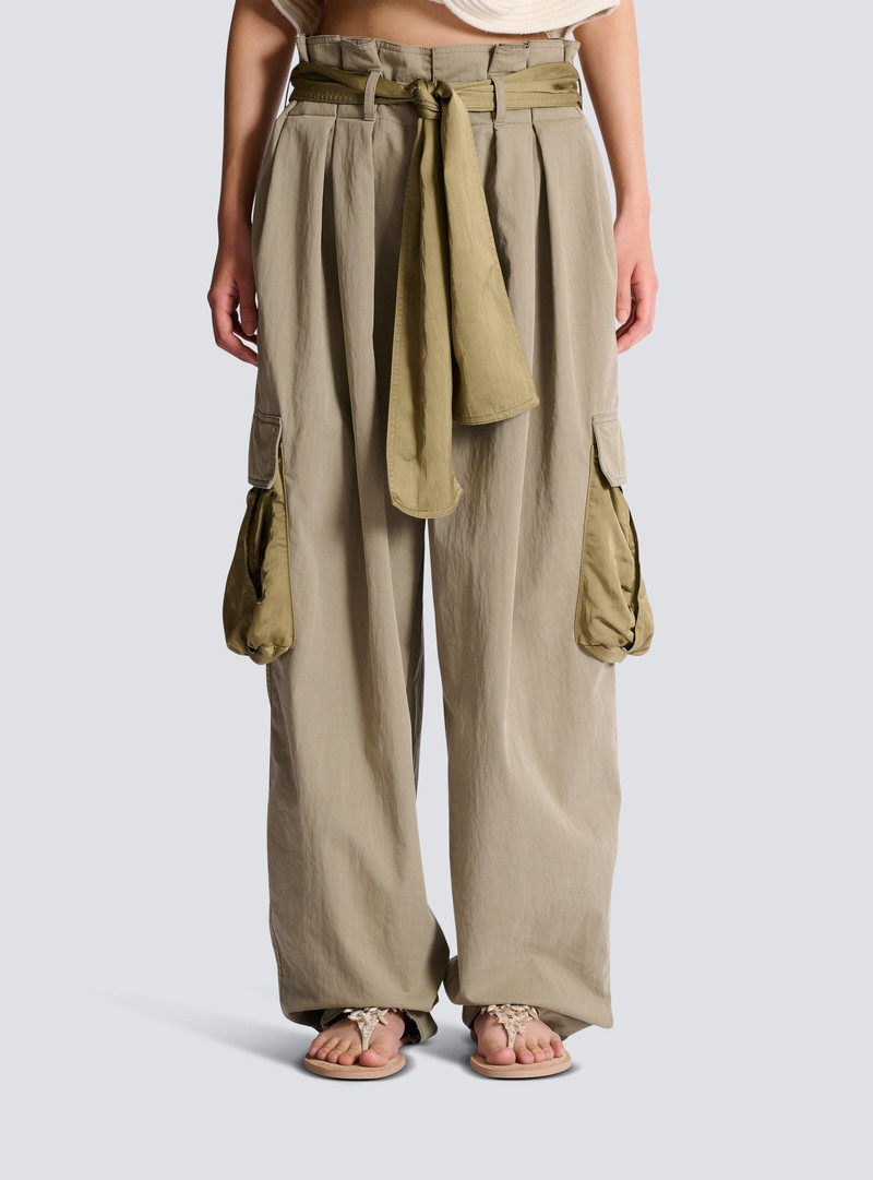Cotton twill high-waisted trousers 5