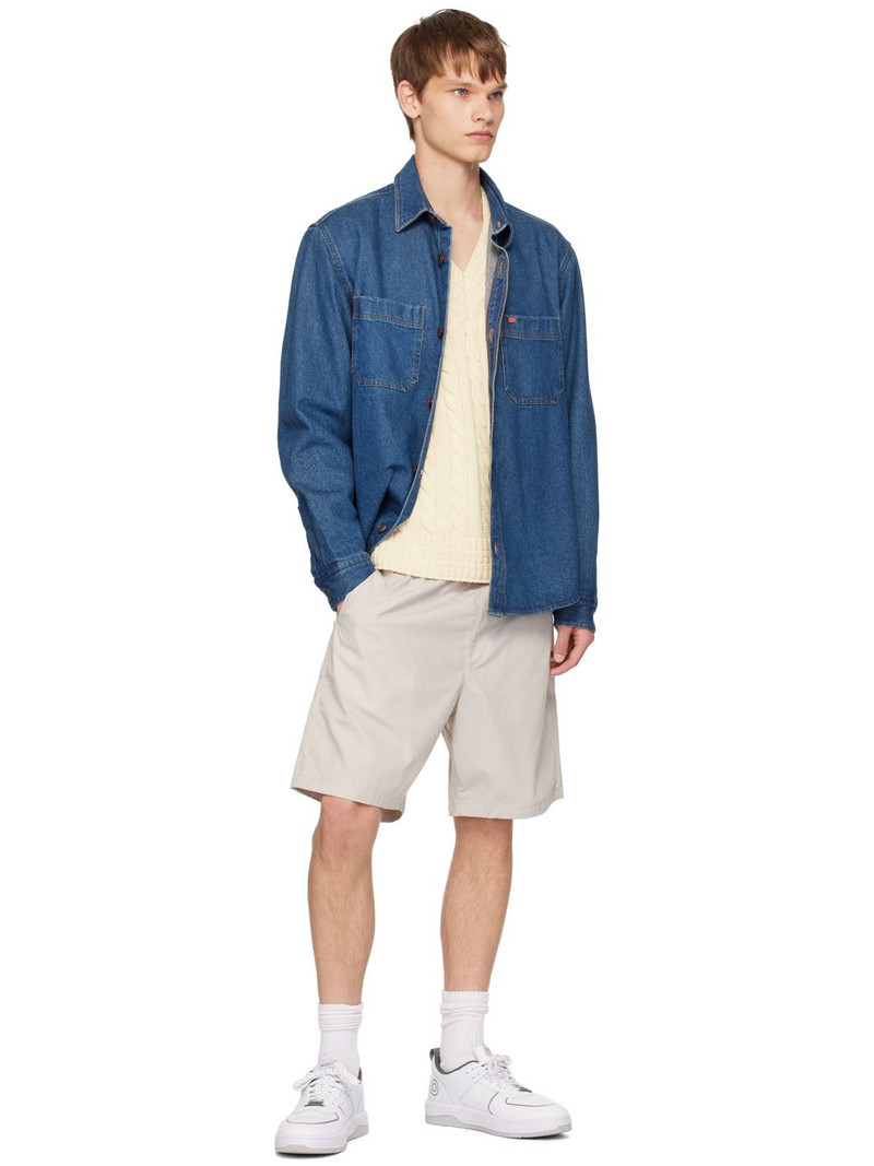 HUGO Off-White V-Neck Sweater outlook