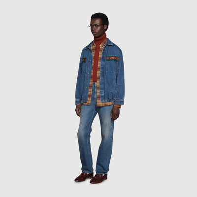 GUCCI Washed denim jacket with Web outlook