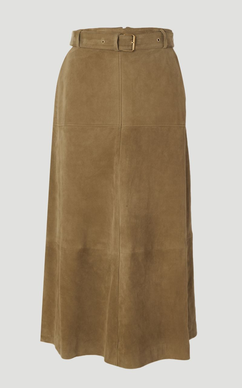 Suede Utility Belted Full Midi Skirt 4