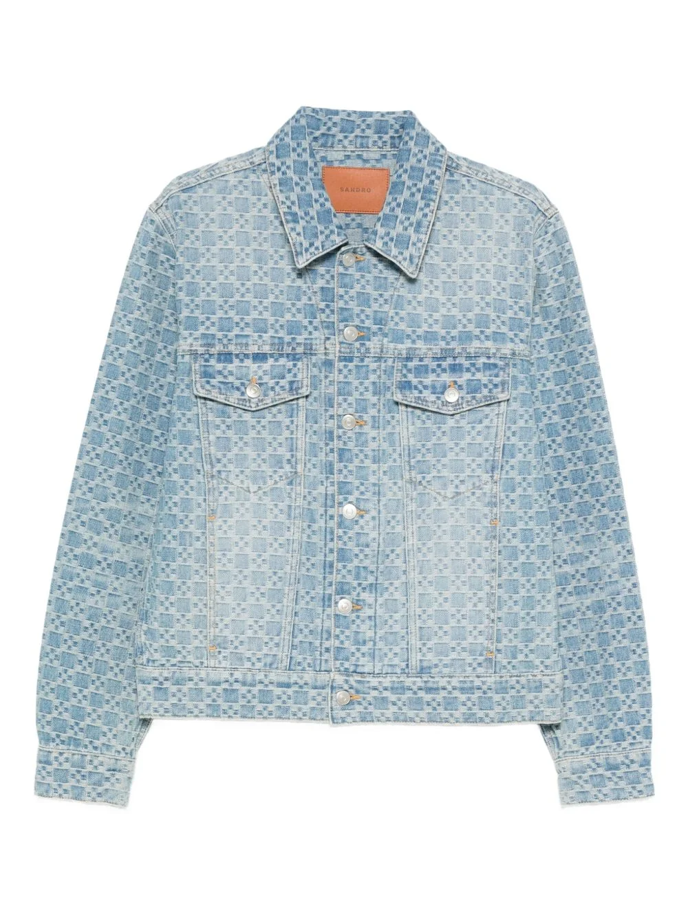 square-pattern denim jacket - 1