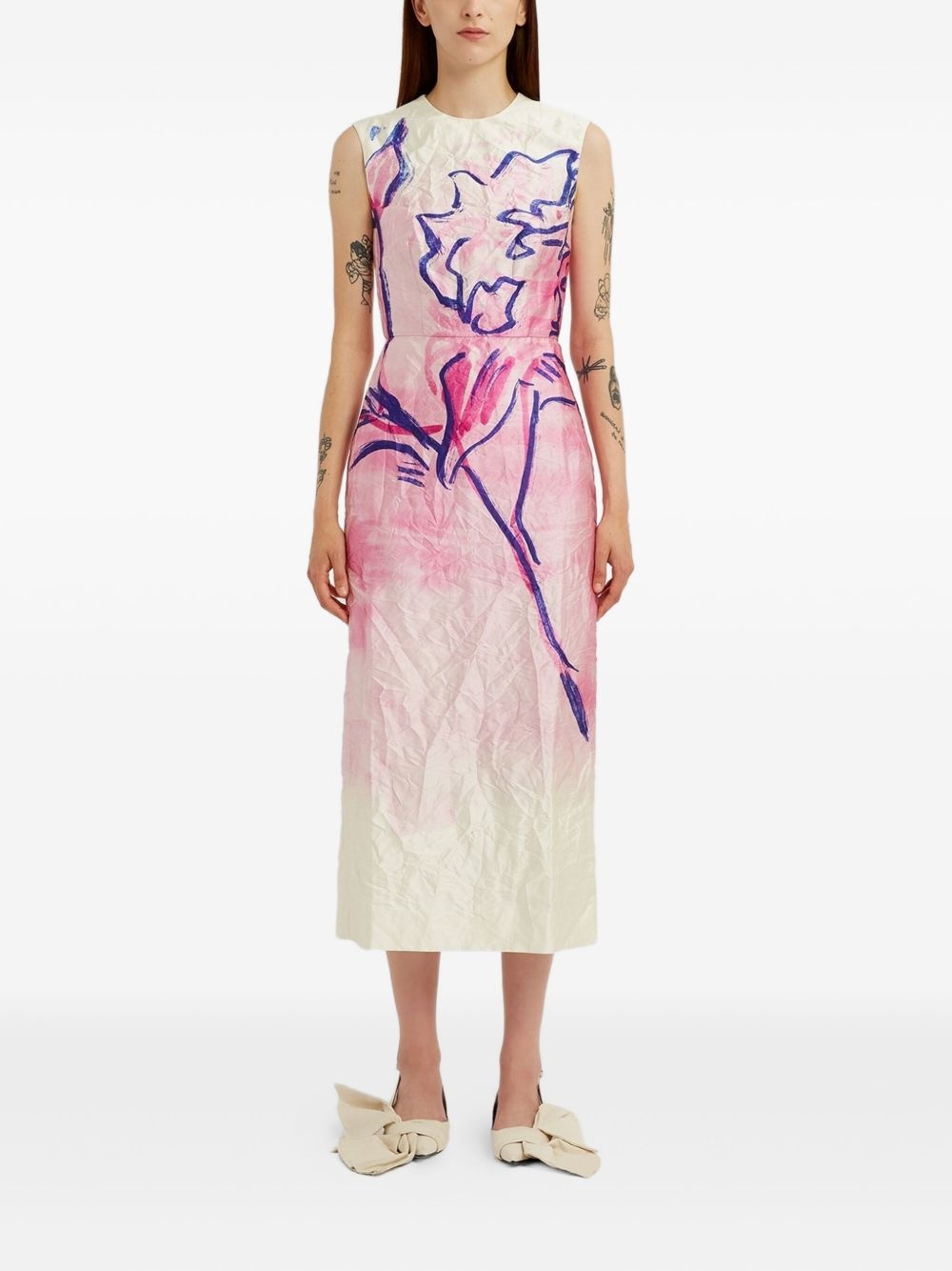 floral-print sleeveless midi dress - 2