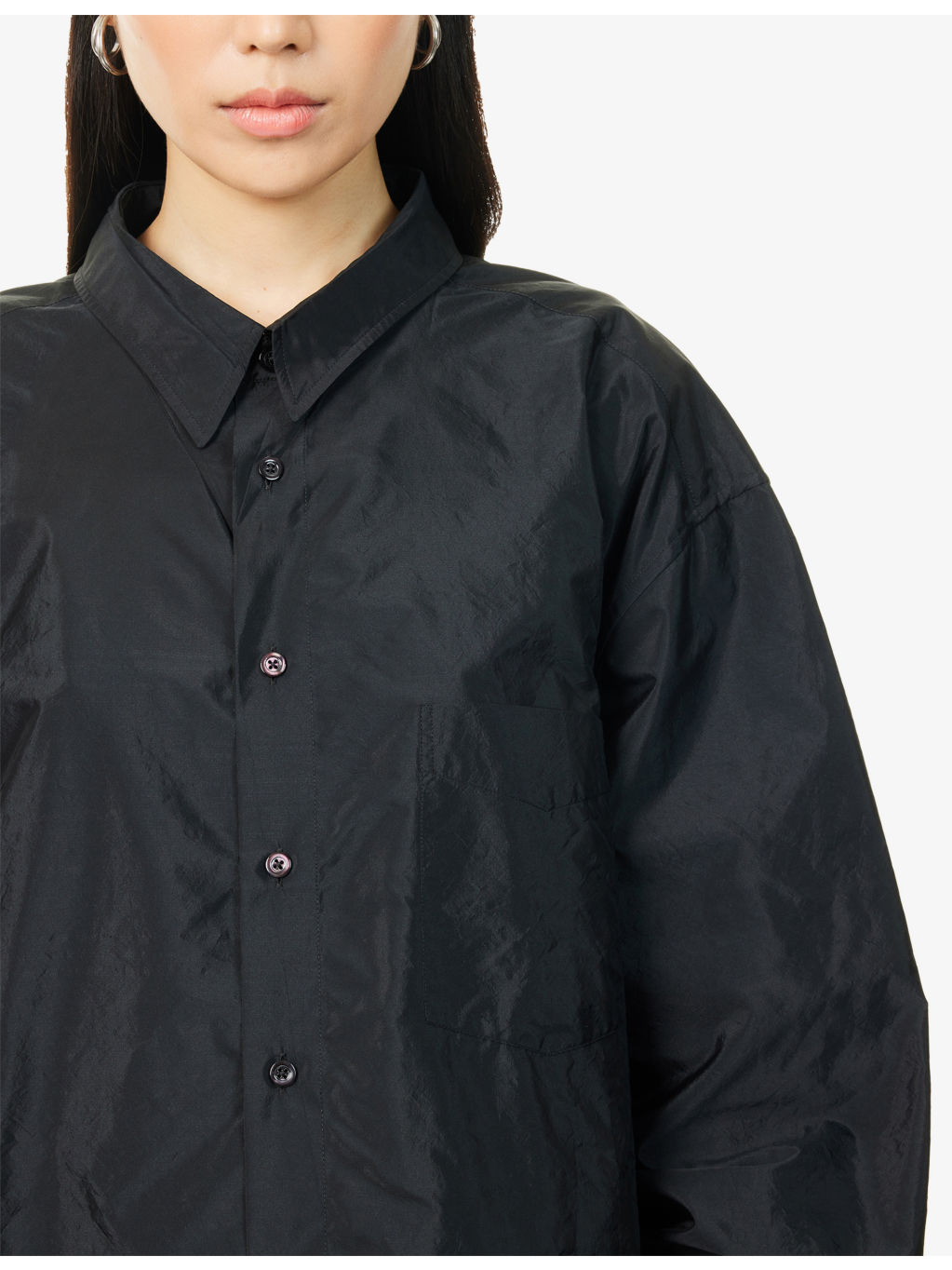 Oversized Long-Sleeves Woven Shirt - 5