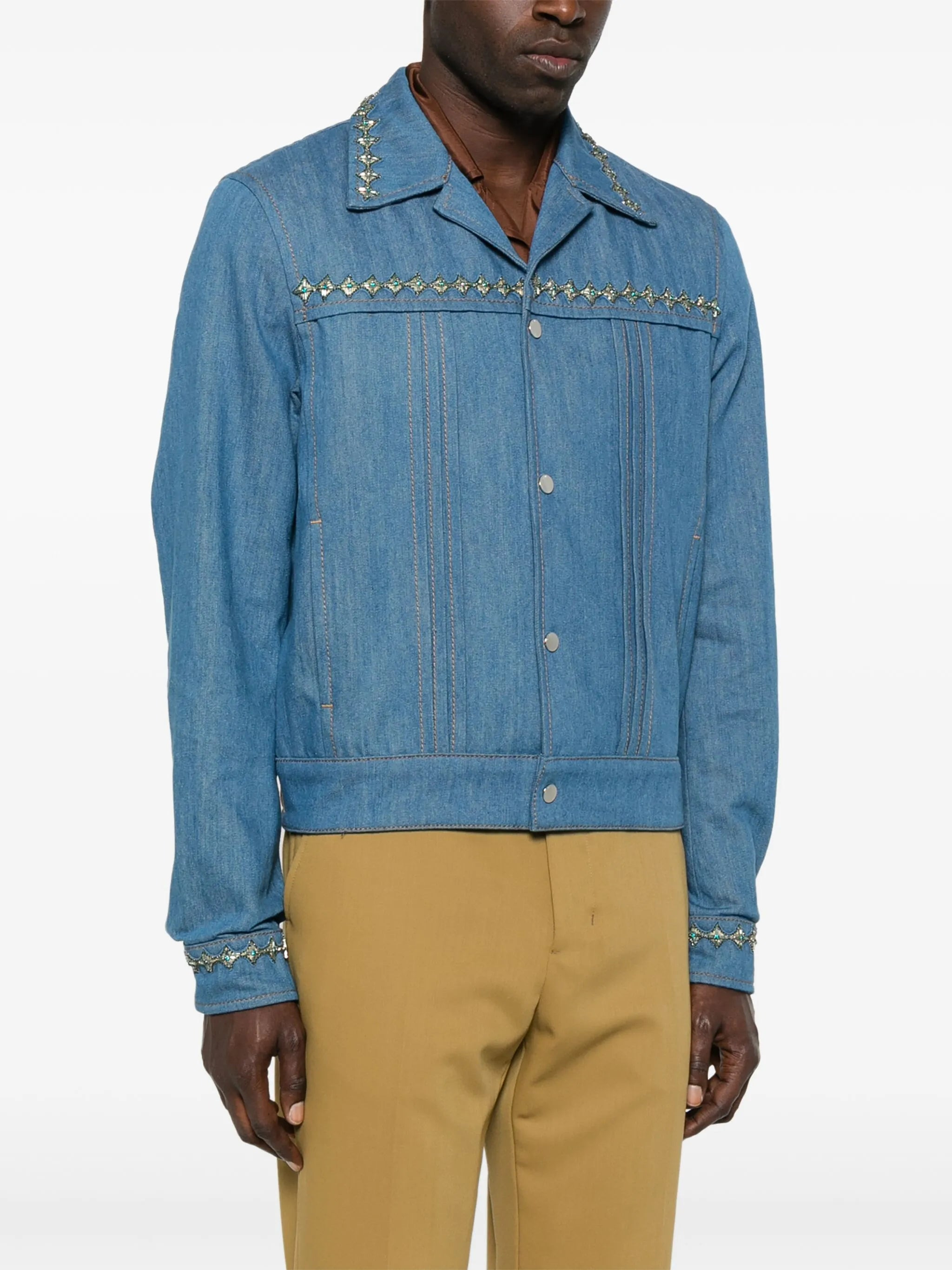 crystal-embellished pleated jacket - 3