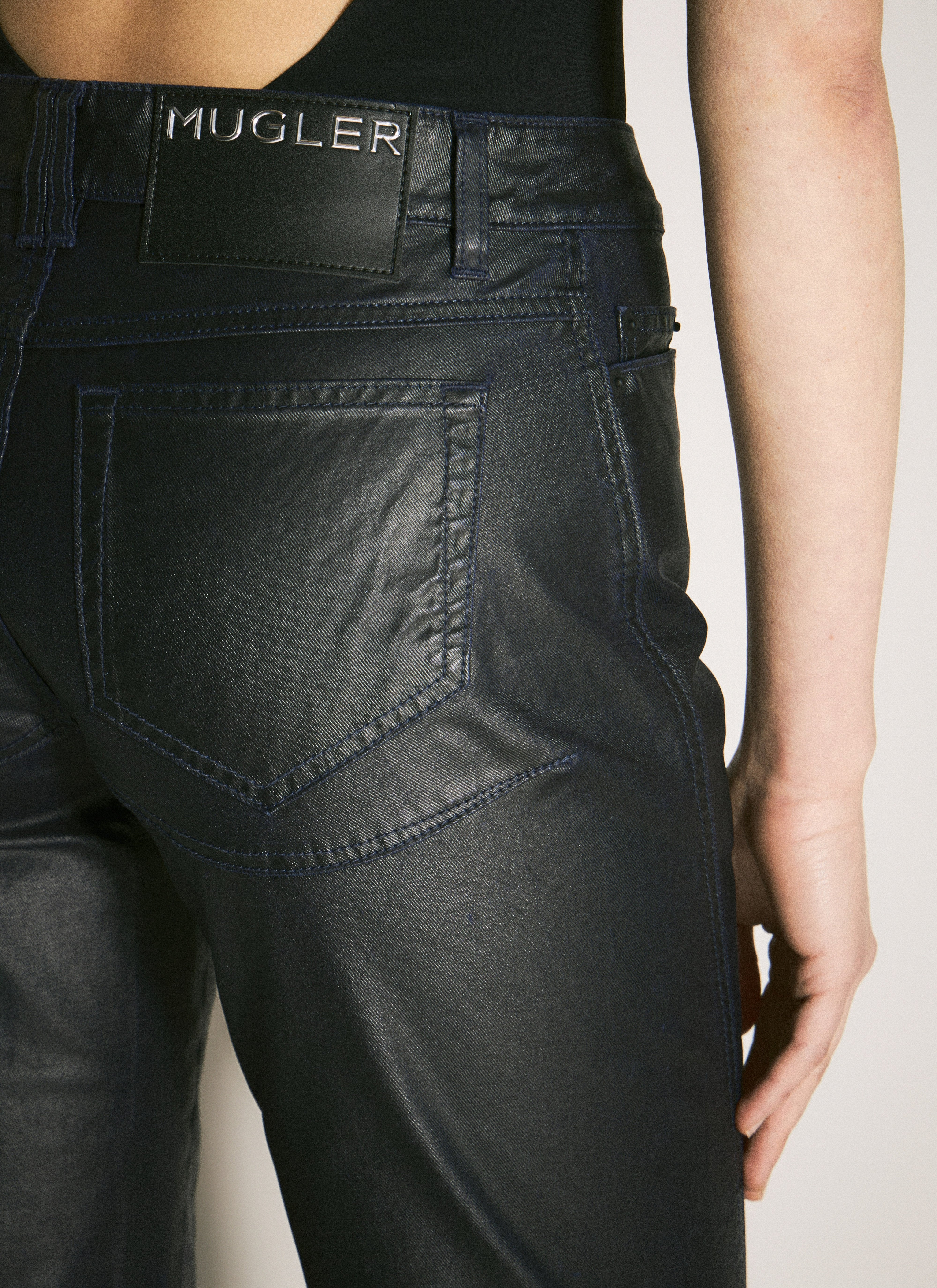 Mugler Women Waxed Straight Leg Pants - 6