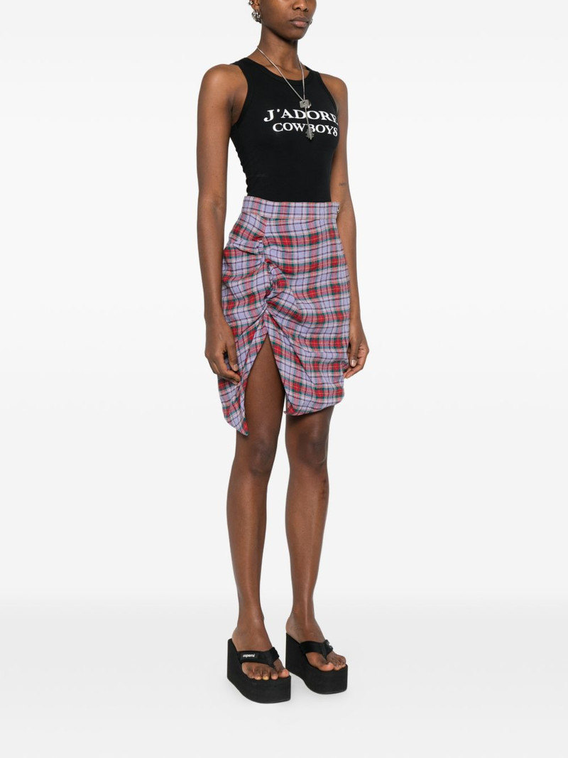 Vivienne Westwood mini Side Panther ruffled tartan skirt outlook
