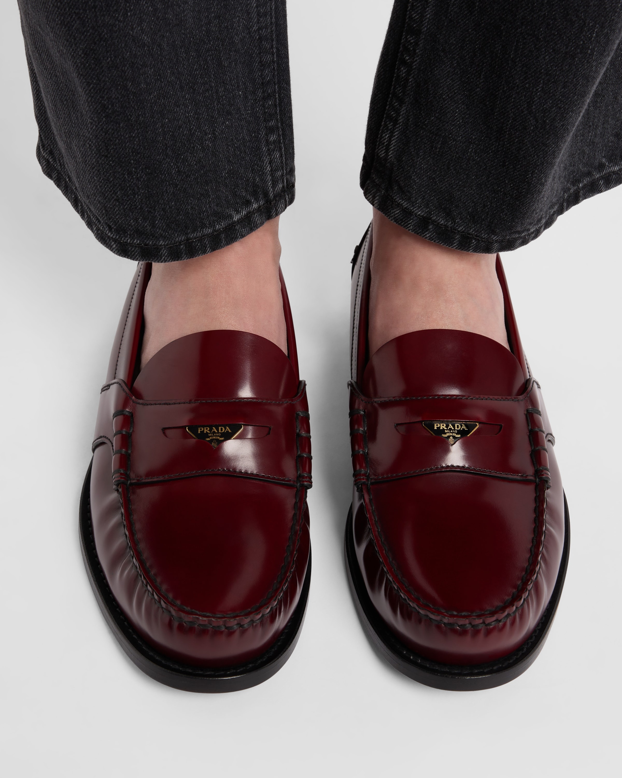 Brushed leather loafers - 3