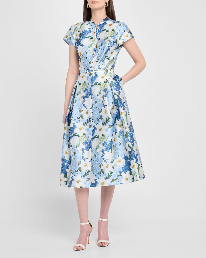 SACHIN & BABI Martine Pleated Floral-Print Mikado Midi Dress outlook