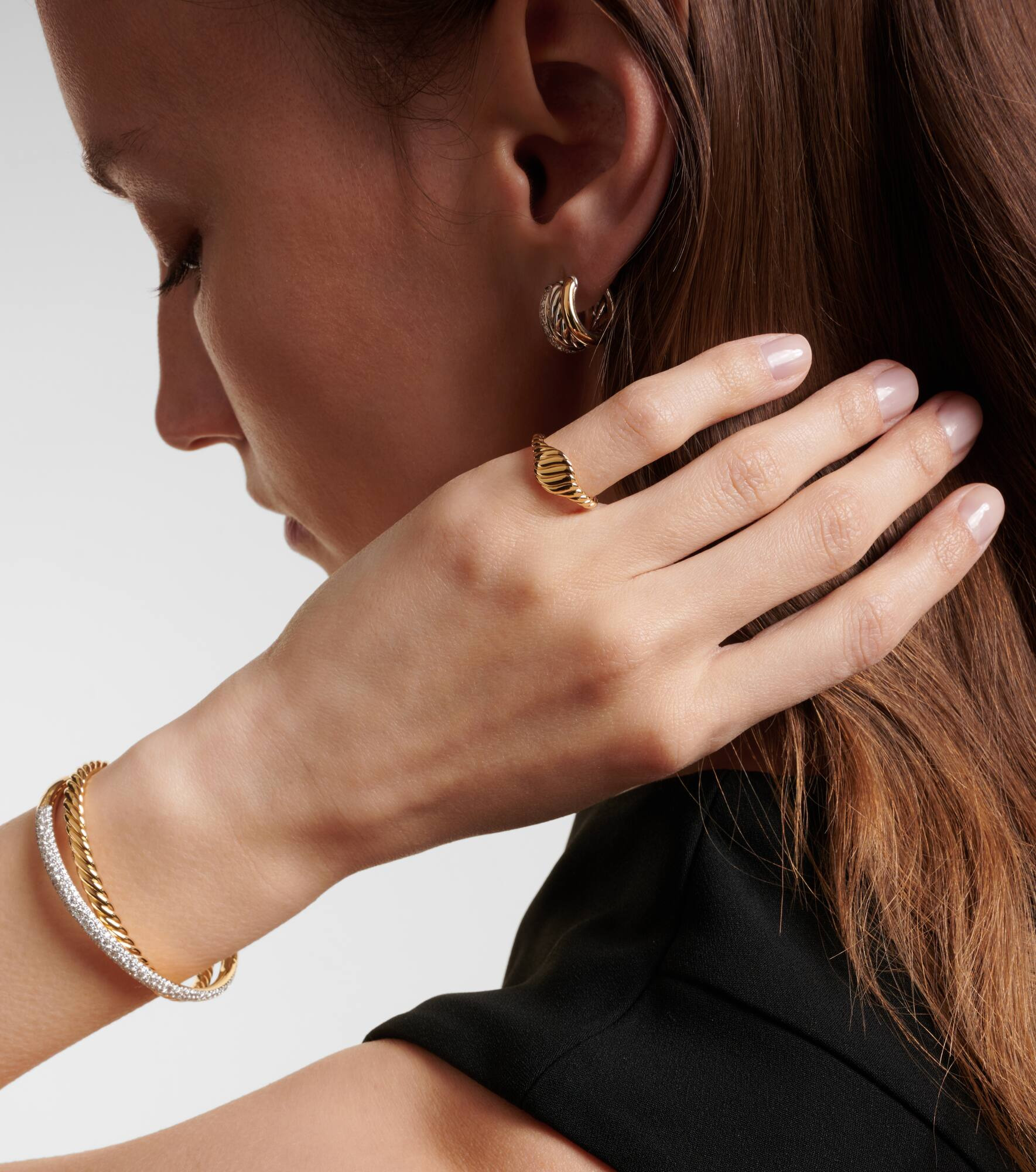Sculpted Cable 18kt gold pinky ring - 3