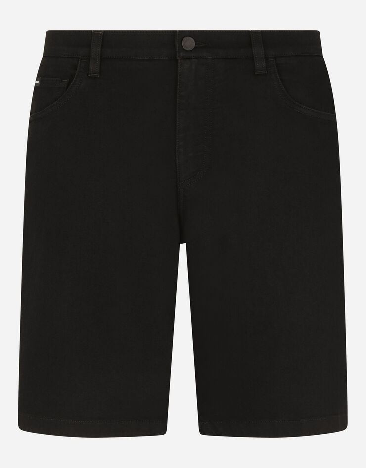 Black stretch denim shorts - 3