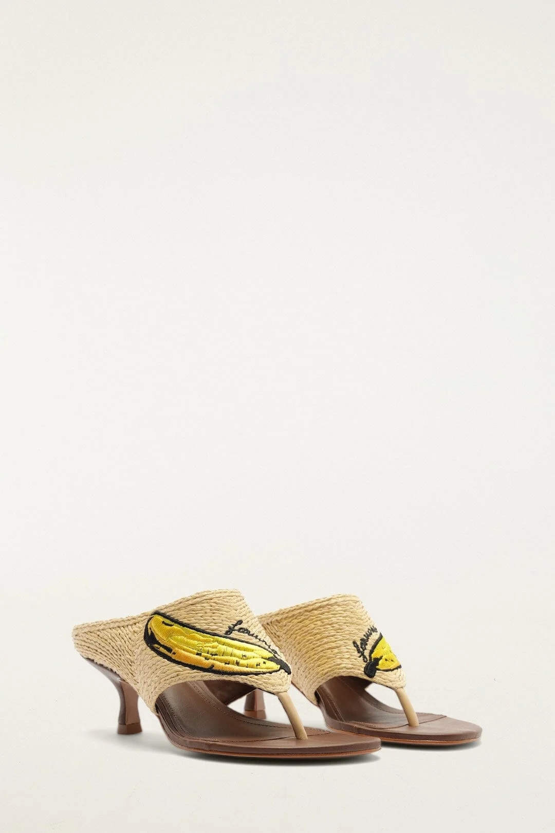 Raffia Embroidered Icons Kitten Heeled Sandal - 1