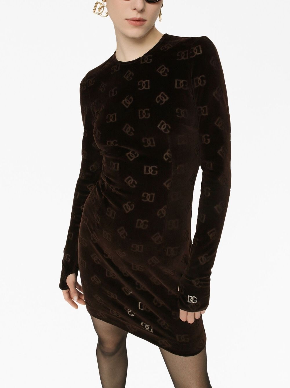 monogram-jacquard cotton minidress - 5